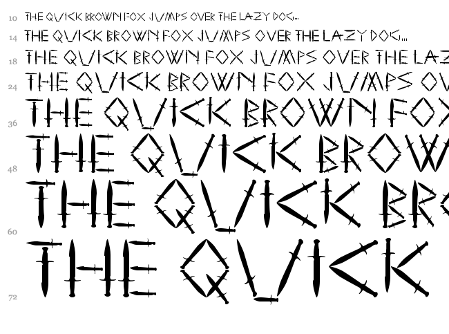 YY Sword and Dagger font waterfall